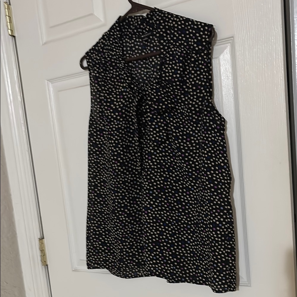 Polka Dot Sleeveless Blouse - Black and White